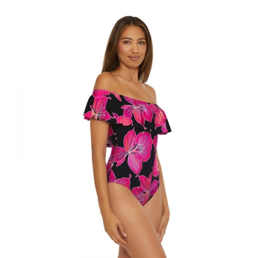Trina Turk Fleury Floral Printed Ruffle Swimsuit